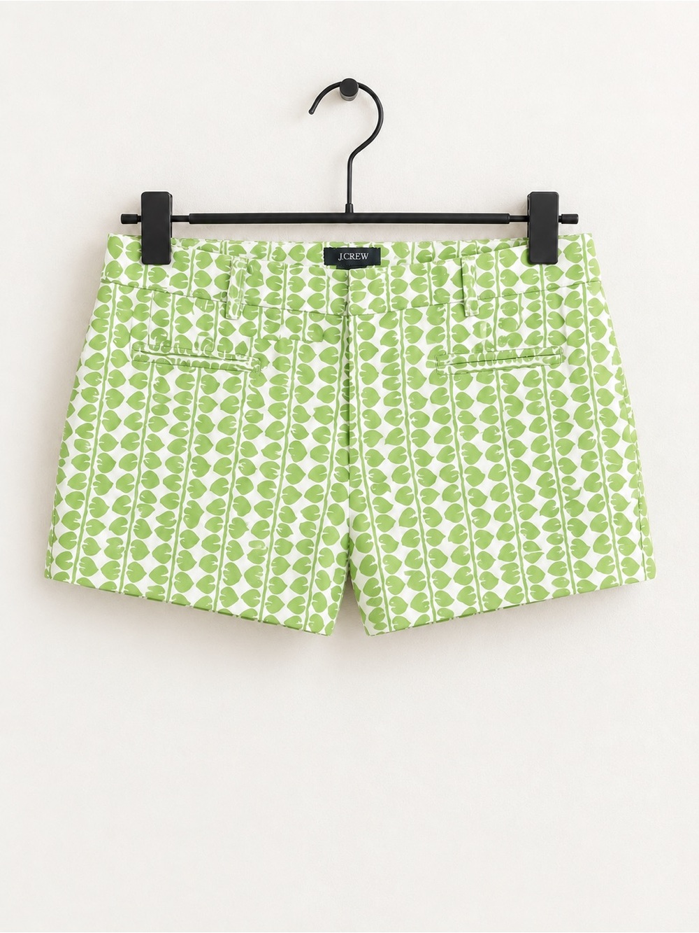 J. Crew Green Patterned Mid-Rise Cotton Blend Shorts